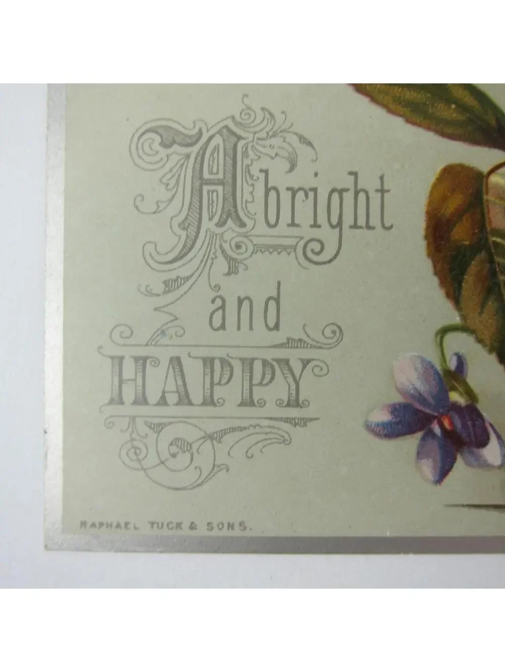 Victorian Christmas Card Yellow Roses Purple Flowers Raphael Tuck & Sons Antique
